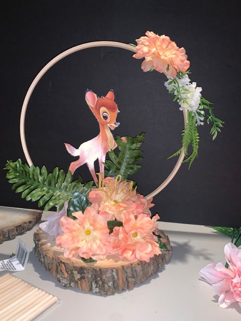 Diy Bambi Decor, Bambi Baby Shower Invitations, Bambi Baby Shower Ideas Centerpieces, Bambi Theme Party 1st Birthdays, Bambi First Birthday Theme, Bambi Themed Baby Shower Ideas, Bambi Centerpieces, Bambi Baby Shower Theme Girl, Bambi Centerpiece Ideas