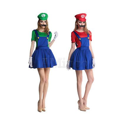 Unisex Kids Mens Super Mario Cosplay Costumes Luigi Brother Cosplay Womens Dress | eBay Mario Costume Women, Super Mario Cosplay, Kids Deadpool Costume, Mario Dress, Halloween Female, Partner Halloween Costumes, Super Mario Costumes, Halloween Costumes Party, Luigi Costume