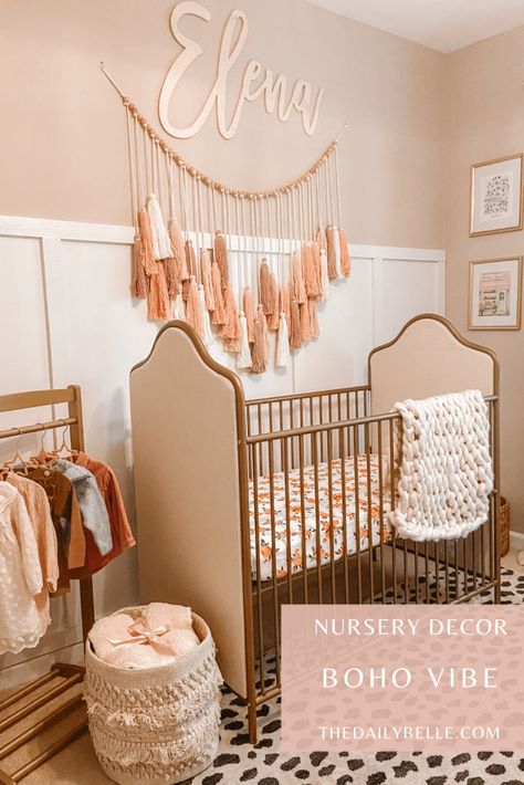 Rose Gold Nursery Ideas, Boho Princess Nursery, Female Nursery Ideas, Closet Alternatives Small Spaces, Boho Girl Nursery Ideas, Baby Girl Nursery Room Ideas Boho, Cute Nursery Ideas Girl, Girl Nursery Ideas Boho, Blush Boho Nursery