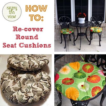 {enjoy the view} | how to recover round pillows Diy Chair Cushions, Snowman Tutorial, Round Pillows, Diy Cushion Covers, No Sew Pillow Covers, Round Chair Cushions, Round Seat Cushions, Cushion Cover Pattern, Diy Pillow Covers