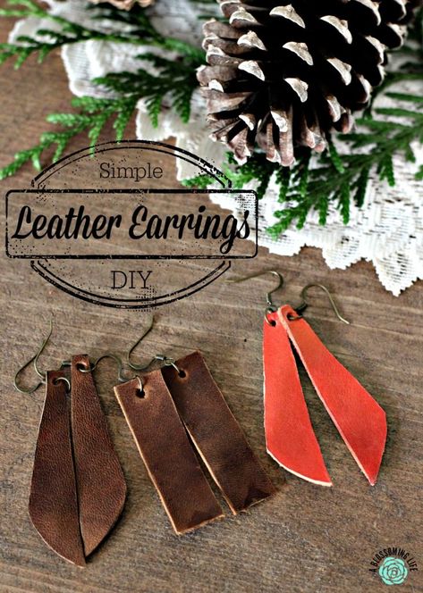 Simple Leather Earrings DIY #ablossominglife #DIY #homemadeearrings Leather Earrings Diy, Diy Leather Earrings, Homemade Earrings, Diamond Fashion Jewelry, Diy Jewelry Inspiration, Leather Diy Crafts, Simple Leather, Sea Glass Earrings, Earrings Diy