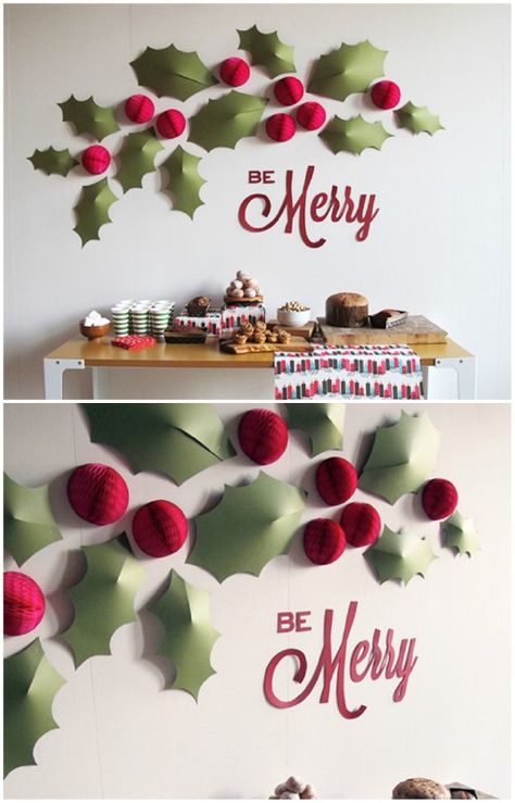 Holy Wall - 20 Magical DIY Christmas Home Decorations You'll Want Right Now Diy Christmas Wall, Ward Christmas Party, Christmas Home Decorations, Christmas Paper Crafts, Office Christmas Decorations, Diy Christmas Decor, Navidad Diy, Christmas Party Ideas, Office Christmas