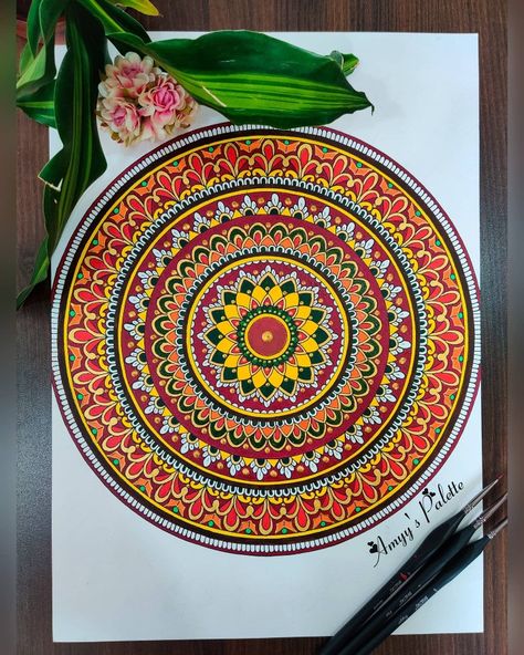 Mandela Art Rangoli, A3 Size Sketches, Mandalas, Colour Ful Mandala Drawing, Mandala Art A3 Size, Mandala Drawing Painting, Mandala Colouring Ideas, Colouring Mandala Art, A3 Size Mandala Art