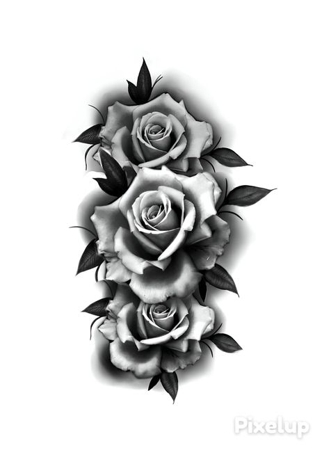 4 Roses Tattoo Design, 3 Roses Tattoo Design For Women, Rose Tattoo Reference, 3 Rose Tattoo, 3 Roses Tattoo Design, Realism Rose Tattoo, 3 Roses Tattoo, Roses Tattoo Design, Small Daisy Tattoo