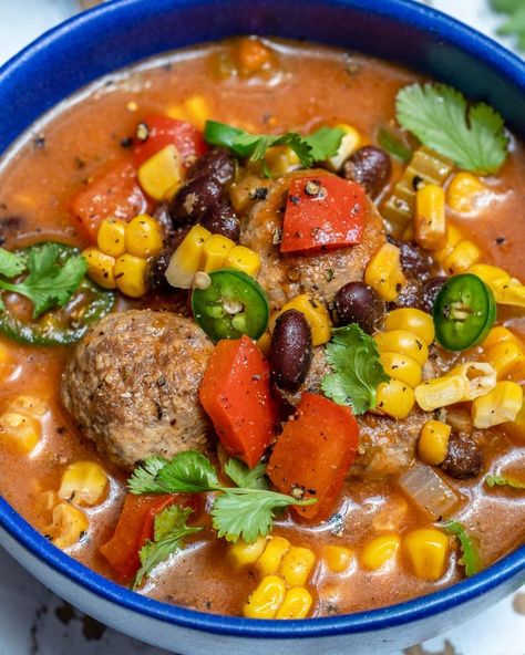 Mexican-Style Meatball Soup for Healthy Comfort Food! | Clean Food Crush Mexican Meatball Soup, Mexican Meatballs, Meatball Soup Recipes, Taco Soup Recipe, Meatball Soup, Healthy Comfort, Clean Food Crush, Food Crush, Healthy Comfort Food