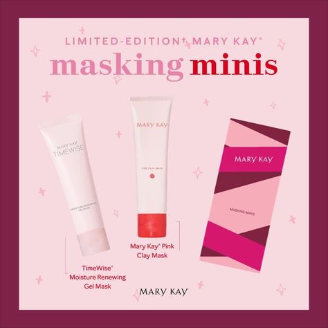 Masking Minis Mary Kay, Mary Kay Mini Mask Set, Mary Kay Pink Clay Mask, Mary Kay Products, Mary Kay Christmas, Mary Kay Holiday, Mary Kay Marketing, Imagenes Mary Kay, Mary Kay Pink