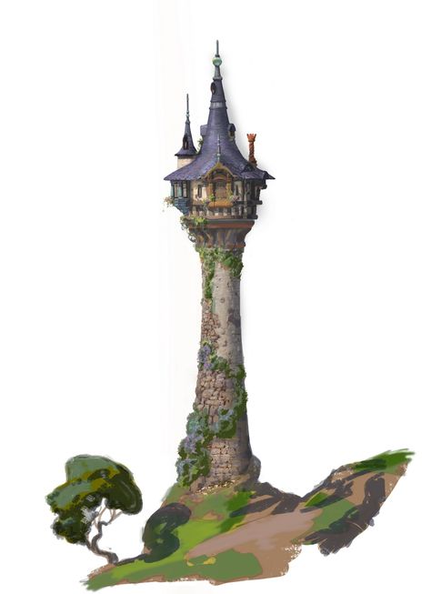 pictures of tangled tower | Rapunzel's Tower. Texture reference painting on top of a drawing done ... Disney Concept Art, Elven Tower, Tangled Tower, Princess Tower, Texture Reference, Rapunzel Tower, Medieval Tower, Medieval Houses, Tangled Rapunzel