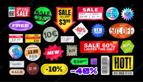 Premium Vector | Sticker pack price stickers peeled paper stickers price tag isolated on black background 80s Packaging, Inconvenience Store, Price Tag Sticker, Price Tag Design, Background Sticker, Tag Sticker, Reference Pics, Sticker Packs, Price Sticker