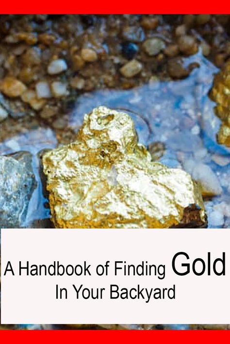 A Handbook of Finding Gold In Your Backyard Metal Detecting Tips, Natural Gold Nugget, Panning For Gold, Gold Map, Geode Rocks, Fool’s Gold, Gold Prospecting, California Gold, Rock And Pebbles