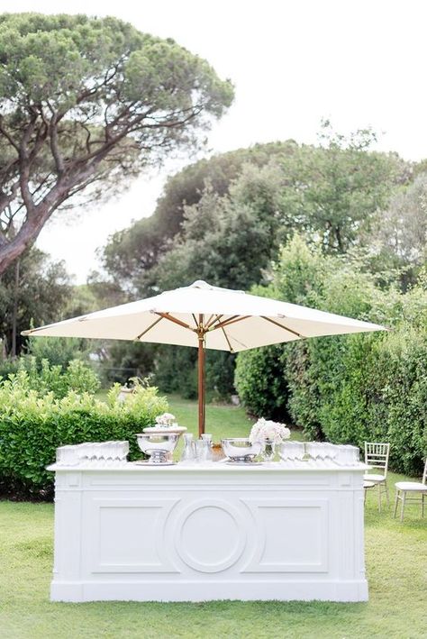 12 Essential Wedding FAQs to Answer on Your Wedding Website Chateau Wedding Decor, Outdoor Wedding Bar, Gold Tableware, Cocktail Hour Decor, French Riviera Wedding, Cocktail Decoration, French Chateau Wedding, Outdoor Cocktail, Dream Wedding Decorations