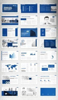 Research Report Design, Blue Presentation Template, Dashboard Design Template, Blue Layout, Annual Report Layout, Report Layout, Annual Report Template, Powerpoint Slide Designs, Powerpoint Layout