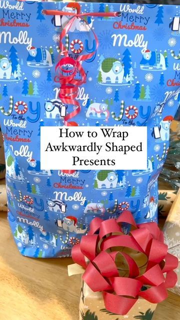 Present Wrapping Hacks, How To Wrap Awkward Shaped Gifts, Wrapping Presents Hacks, Wrapping Awkward Shapes, Wrapping Paper Hacks, Wrapping Hacks, Christmas World, Wrapping Presents, How To Wrap