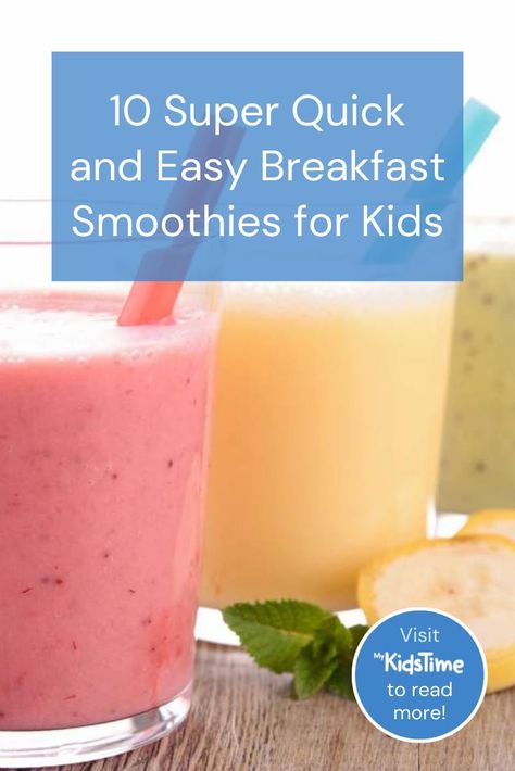 Breakfast Smoothies For Kids, Easy Morning Smoothies, Kid Friendly Smoothie Recipes, Toddler Smoothie Recipes, Easy Kids Breakfast, Healthy Morning Smoothies, Quick Smoothie Recipes, Morning Smoothie Recipes, Blueberry Mango