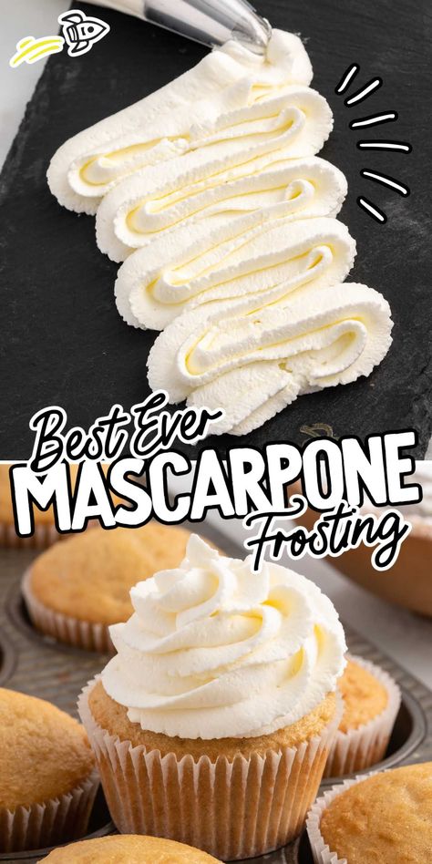 Mascarpone Frosting Vanilla Mascarpone Frosting, Vanilla Cake Cream Cheese Frosting, Mascarpone Buttercream Frosting, What Is Mascarpone, Marscapone Cream Cheese Frosting Recipe, Marscapone Filling Recipes, Mini Cake Flavors, Mascarpone Cake Filling, Marscapone Buttercream