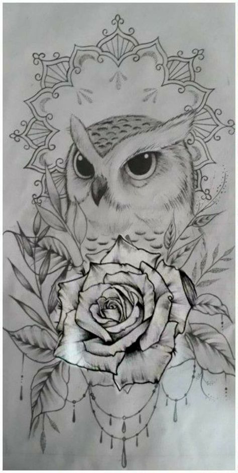 Owl Tattoos For Women, Owl Tattoo Drawings, Cute Owl Tattoo, Skull Rose Tattoos, Lion Tattoo Sleeves, Tattoo Maker, Occult Tattoo, Tattoo Outline Drawing, Owl Tattoo Design