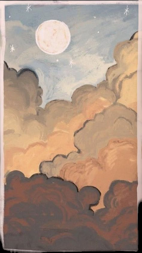 Cumulus Clouds Drawing, Art Backrounds Ideas, Digital Art Inspo Easy, Aesthetic Clouds Drawing, Aesthetic Sky Drawing, Dreamland Illustration, Backgrounds To Paint, Preppy Aesthetic Wallpaper, Art Assignments