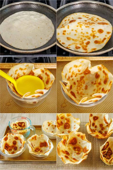 Taco Salad Shells, Taco Bowl Recipe, Taco Salad Bowls, Tortilla Bowls, How To Make Tortillas, Crispy Tacos, Taco Salad Recipes, Taco Bowls, Tacos And Burritos