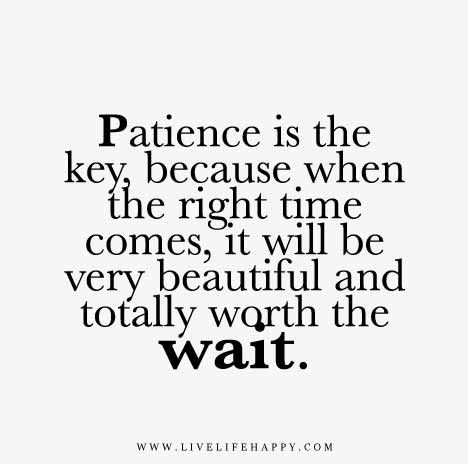 Patience is the key, because when the right time comes, it will be very beautiful and totally worth the wait. Worth The Wait Quotes, Waiting Quotes, Patience Quotes, Live Life Happy, Distance Love Quotes, Distance Relationships, Soulmate Quotes, Secret Crush, Inspirational Quotes Pictures