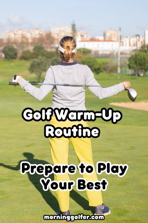 To avoid injuries and shoot lower scores, you need a golf warm-up routine to prepare to play your best. Follow me if you want to see more ideas like this. #golffitness #golffitnessworkouts #golffitnesstraining #golfexercise #golfwarmup Golf Stretches Woman, Golf Exercises For Women Fitness, Golf Workout Womens, Golf Stretches, Full Body Stretching Routine, Warm Up Stretches, Golf Workout, Golf Stretching, Warm Up Routine