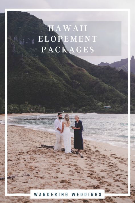 Hawaii Elopement Packages [+Featured Vendors] | Wandering Weddings Elopement Ideas Hawaii, Hawaii Wedding Elopement, Eloping In Hawaii, Elope Hawaii, Hawaiin Wedding, Hawaiian Wedding Themes, Cheap Destination Wedding, Hawaii National Parks, Oahu Elopement