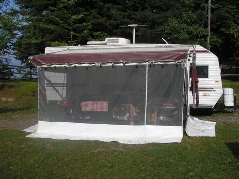 Rv Screen Rooms, Trailer Awning, Travel Trailer Living, Rv Awning, Camper Awnings, Add A Room, Outdoor Screens, Trailer Living, Diy Rv