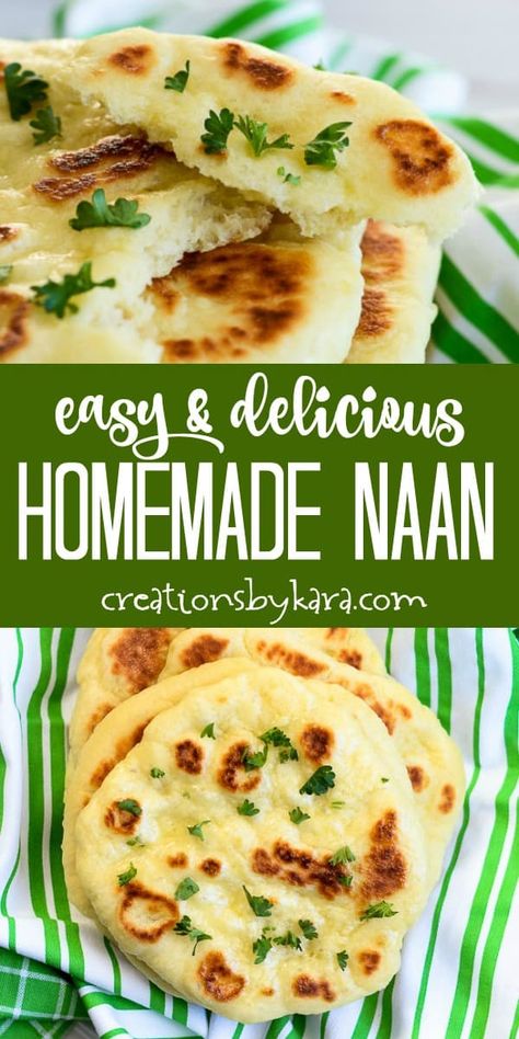 Naan Bread Recipe, Pain Naan, Homemade Naan, Homemade Naan Bread, Recipes With Naan Bread, Chewy Bread, Naan Recipe, Naan Bread, Bread Recipes Homemade