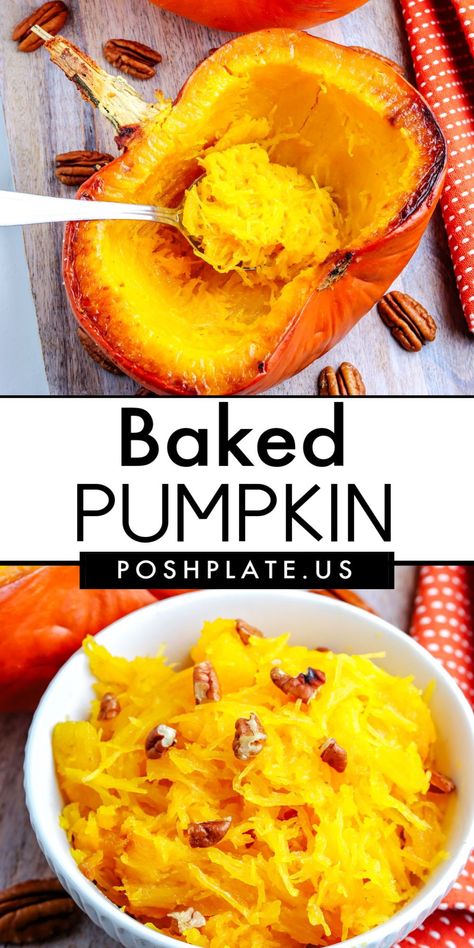 Sweet and savory pumpkin that’s baked to perfection. Baked Pumpkin is perfect for pies, soups, baked goods, or a side dish. Baked Pumpkin Recipes, Gluten Free Pumpkin Recipes, Savory Pumpkin, Plate Recipes, Simple Family Meals, Fall Fun Food, Healthy Thanksgiving Recipes, Pasta Side Dishes, Healthy Thanksgiving