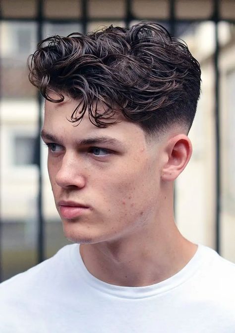 Modern Side Part Haircut, Wavy Perm, Drop Fade, Low Fade Haircut, Men Haircut Curly Hair, Textured Haircut, Taper Fade Haircut, Mullet Haircut, Boy Hair