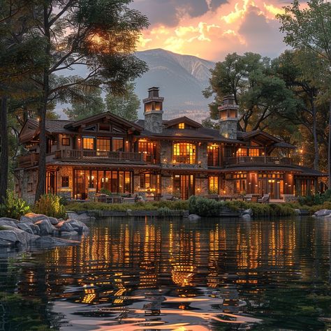 Embark on a journey to the serene lake region of Montana with a Prairie Style Lakefront Lodge, spanning 5000 sqft and five beautifully crafted bedrooms. Surrounded by inviting landscaping that merges with a serene lake, this retreat glows in the golden hour light. Find design inspiration and luxury tranquility away from city chaos. Imagine the tranquil golden hour at this lakeside lodge. Share your thoughts below! 🌅🏞️ #DreamHomeInspiration #LuxuryInteriors #PrairieStyle #LakefrontLodge #Montana #GoldenHour #LuxuryLifestyle #HomeGoals #InspiringHomes #LuxuryLiving Contemporary Glass House, Minimalist Landscaping, House In Malibu, Lakeside Lodge, Golden Hour Light, Lakeside Cabin, Modern House Facades, Mountain Getaway, Homes Luxury