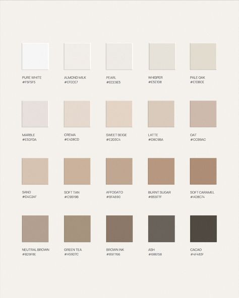 Pola Fijalko Creative | Multidisciplinary Design Studio Aesthetic Creative, Color Design Inspiration, Hex Color Palette, Neutral Color Palette, House Color Palettes, Pastel Decor, Soyut Sanat Tabloları, Brand Color Palette, Color Palette Design