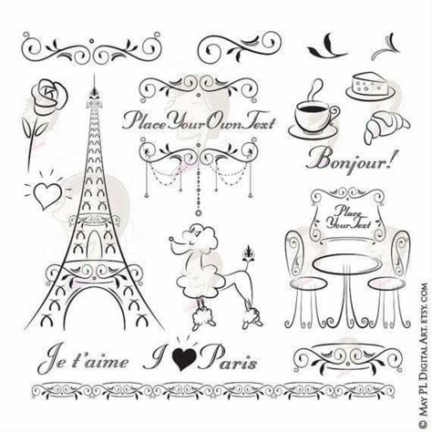 Yup here it is! My complete set of French Parisian style clip art - a 22 piece set #French #unique #Paris #cute #poodle #cafe Go to https://goo.gl/BhcJRa French Poodle, Paris Theme Party, Paris Tour, Invitation Clipart, Party Clipart, French Poodles, Line Artwork, French Cafe, Paris Art