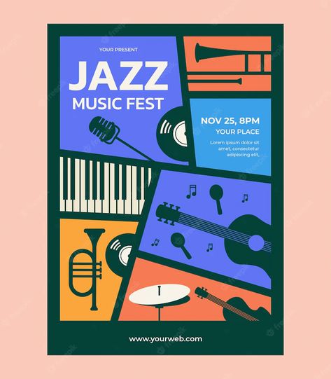 Text Heavy Poster, Jazz Music Festival, Art Festival Poster, Poster Grafico, Poster Social Media, Music Festival Logos, Event Poster Template, Affiches D'art Déco, Concert Poster Design