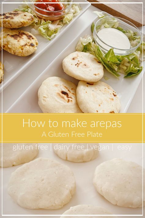 Columbian Arepas, Recipe For Arepas, Stuffed Arepas, Arepa Recipe, Venezuelan Arepas, Columbian Recipes, Gluten Free Breakfast Bars, Arepas Recipe, Gluten Free Recipes Side Dishes