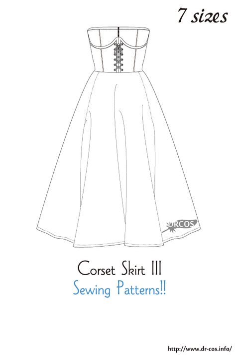 Women Clothing Patterns, Cute Skirt Patterns, Corset Dress Pattern Free, Easy Dress Patterns To Sew, Corset Belt Pattern Free, Corset Free Pattern, Mood Fabrics Free Pattern, Skirt Patterns Sewing Free, Historical Sewing Patterns