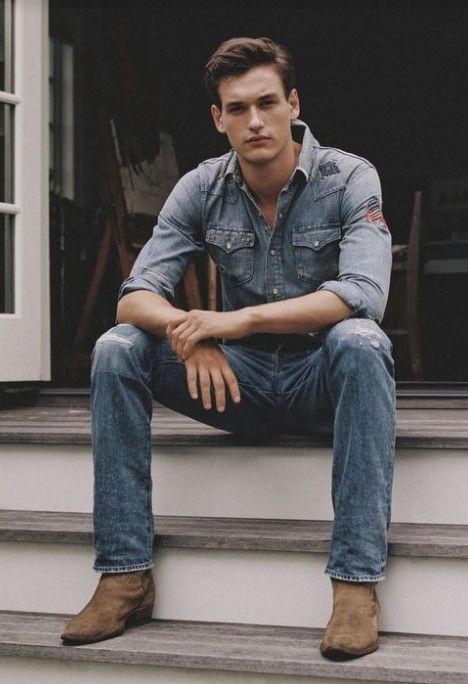 Men Wearing Cowboy Boots, Jeans And Cowboy Boots Outfit, Everyday Poses, Urban Cowboy Style, Jeans Boots Outfit, Cowboy Denim, Denim Outfit Men, Boots Outfit Men, Western Outfits Men