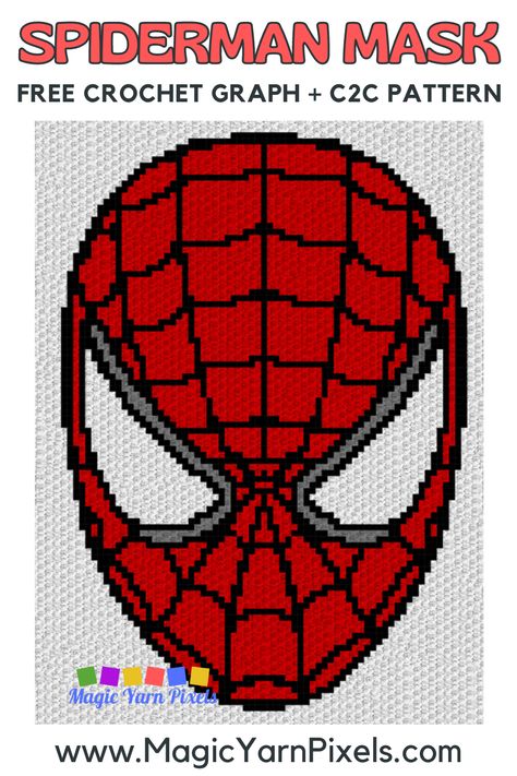 Free crochet pattern for Spiderman Mask. Includes the crochet graph and written patterns for c2c crochet and tapestry crochet (row by row). Crochet baby blankets, afghans and throws. Spiderman Pillow Crochet, Easy Graphgan Patterns Free, Free Graph Crochet Patterns, Spider Man Blanket Crochet, Spiderman Blanket Crochet Free Pattern, Deadpool Crochet Blanket Free Pattern, Spider Man Crochet Blanket, Spiderman Tapestry Crochet, Spiderman Grid