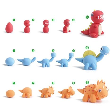 Air Dry Clay Step By Step, Dinosaur Clay Art, Air Dry Clay Tutorials Step By Step, Clay Dinosaur Tutorial, Clay Dino, Clay Ideas Easy, Clay Dinosaur, Air Dry Modeling Clay, Clay Projects For Kids