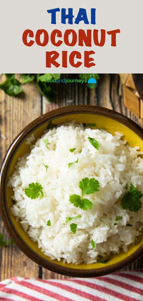 A staple in Thai cuisine that you can easily prepare at home. Expect an excellent side dish in every serving of this fluffy, delicious coconut rice. Try it for your next barbecue! Sweet Coconut Rice Recipe, Thai Rice Recipes, Thai Side Dishes, Thai Coconut Rice, Rice Recipes Side, Jasmine Rice Recipes, Coconut Rice Recipe, Thai Rice, Kidney Friendly Foods