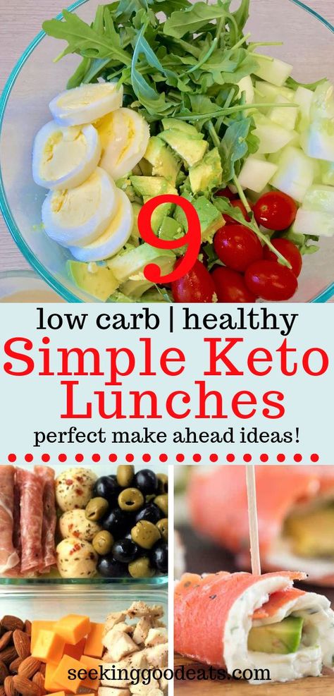 Busy day ahead? Make sure you pack a low carb healthy lunch! Here are 6 quick and easy, make ahead, low carb and keto lunches you can make in no time! These are my go-to ketogenic recipes every day. Finding time to make a healthy meal in the morning while trying to get out the door in the morning is hard, but not with these keto healthy recipes! Check them out! #lunch #healthyrecipes #healthyfood #lowcarb #lchf #keto #ketodiet #ketogenic #ketorecipes #salad #mealprep Keto Healthy Recipes, Keto Quiche, Keto Lunches, Low Carb Healthy, Keto Healthy, Keto Lunch Ideas, Simple Keto, Keto Lunch, Low Carb Lunch