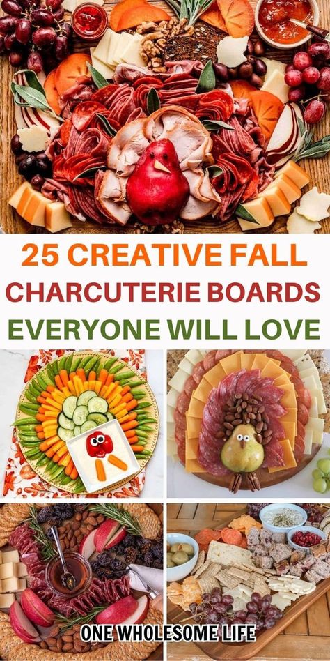 collage of fall charcuterie  boards. Charcuterie Board Turkey, Thanksgiving Charcuterie Board Turkey, Thanksgiving Charcuterie Board Ideas, Thanksgiving Charcuterie Board, Turkey Appetizers, Fall Appetizers Easy, Thanksgiving Charcuterie, Seasoned Crackers, Charcuterie Ideas