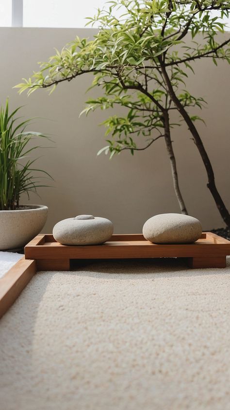 Transform your outdoor space into a tranquil Zen garden oasis with these Japanese-inspired design ideas Discover small modern designs for meditation spaces both indoor and outdoor Get creative with DIY backyards and wooden board Japanese designs Japanese Garden Indoor, Japanese Patio, Serene Backyard, Indoor Zen Garden, Japanese Garden Backyard, Small Zen Garden, Backyard Garden Ideas, Patio Indoor, Japanese Designs