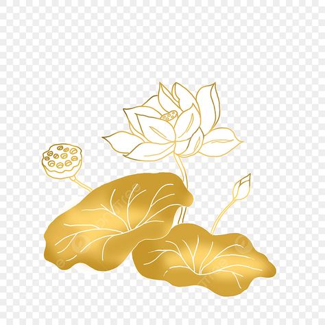 Lotus Flower Outline, Lotus Image, Lotus Flower Logo, Leaf Png, Banner Art, Chinese Background, Golden Lotus, Thai Design, Chinese Art Painting