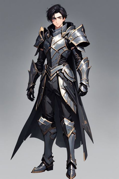 Knight Anime Character Design, Armor Outfit Male, Male Warrior Outfit Design, Armor Designs Fantasy Art, Male Fantasy Armor, Modern Knight Armor, Fantasy Knight Outfit, Leather Armor Art, Male Armor Design