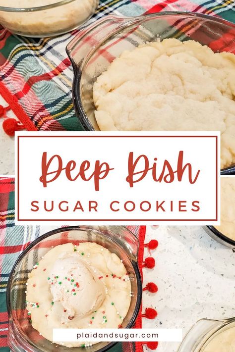 Christmas Party Cookies, Sugar Cookie Desserts, Pistachio Pudding Cookies, Easy Sugar Cookie Recipe, Brookies Cookies, Deep Dish Cookie, Mini Casseroles, Sugar Cookie Recipe Easy, Banana Oatmeal Cookies