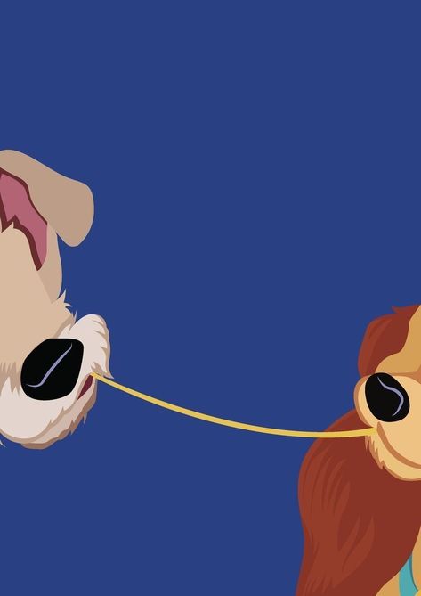 Lady Tramp Wallpaper, Minimalistic Disney Wallpaper, Lady And The Tramp Aesthetic Wallpaper, Lady And The Tramp Wallpaper Iphone, Disney Minimalist Art, Lady And The Tramp Art, Lady And The Tramp Painting, Lady And The Tramp Poster, Lady And The Tramp Drawing