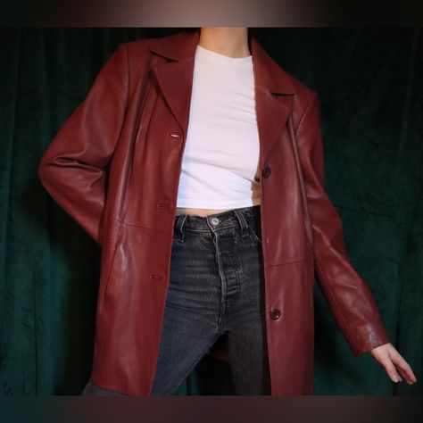 Vintage 90s Sheepskin Red Leather jacket 90s Red Leather Jacket, Red Leather Jacket Women, Vintage Red Leather Jacket Outfit, Burgundy Leather Blazer, Red Courderoy Jacket Outfit, Long Red Leather Jacket, Long Red Leather Jacket Outfit, Vintage Red Leather Jacket, Red Leather Blazer Outfit