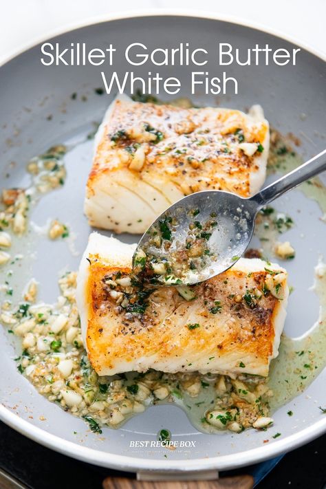 pan fried white fish recipe Cod Skillet Recipes, How To Cook White Fish, White Fillet Fish Recipes, Cod On Stove Top, White Fish Meals, Pan Seared Fish Fillet, Fried White Fish Recipes, Pan Fried White Fish, Pan Fry Cod