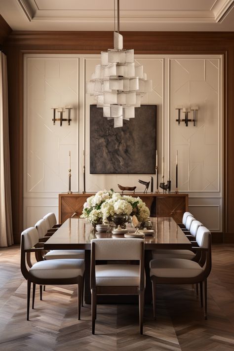 Dining Room Decor | Dining Room Decor Ideas Essen, High End Dining Room Design, Dining Room Classic Design, Tray Ceiling Dining Room Ideas, Swanky Dining Room, Posh Dining Room, Dining Room Ideas Modern Luxury, High End Dining Room, Modern Dining Room Ideas Luxury