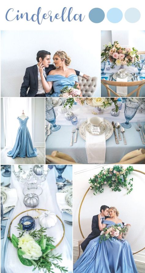 Cinderella's Story Wedding Inspiration #cinderellawedding #cinderellaweddingideas #disneyweddingideas #disneyprincesswedding #cinderellabluewedding #pastelbluewedding #cinderellaweddingtable Subtle Cinderella Wedding, Cinderella Wedding Aesthetic, Cinderella Aesthetic Wedding, Wedding Quizzes, Fairytales Wedding, Cinderella Inspired Wedding, Princess Wedding Theme, Pastel Blue Wedding, Cinderella Wedding Theme