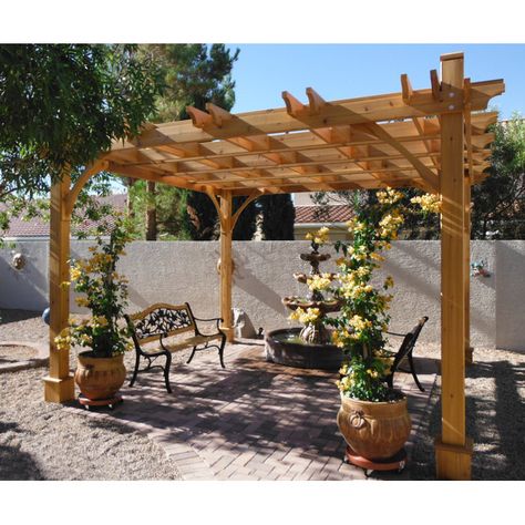 Outdoor Living Today Breeze Solid Wood Pergola | Wayfair Landscaping Deck, Patio Yard Ideas, Cedar Shed, Vinyl Pergola, Retractable Shade, Cedar Pergola, Modern Pergola, Wood Pergola, Aluminum Pergola